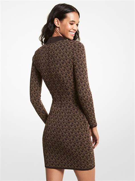 michael kors logo jacquard mock neck dress|Michael Kors.